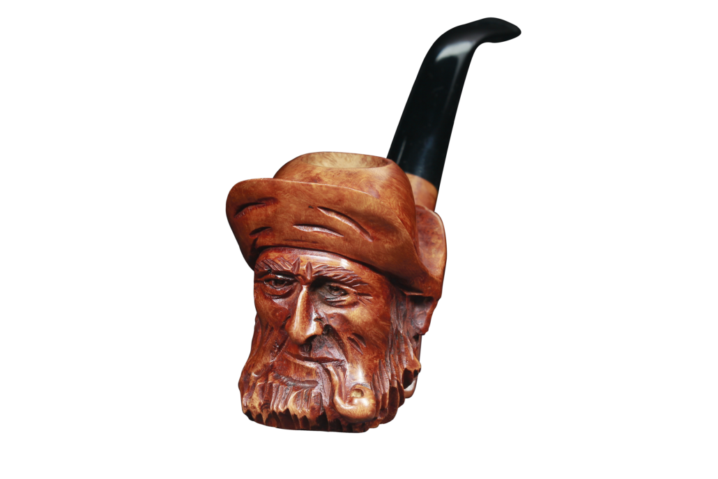 Pipe Sculptée Pêcheur en bruyère, vue de face