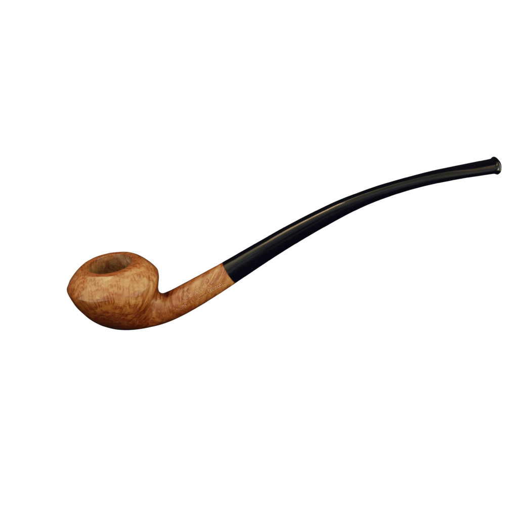 Pipe Mini Liseuse 24 Naturelle en bruyère, lignes courbes, tuyau cintré